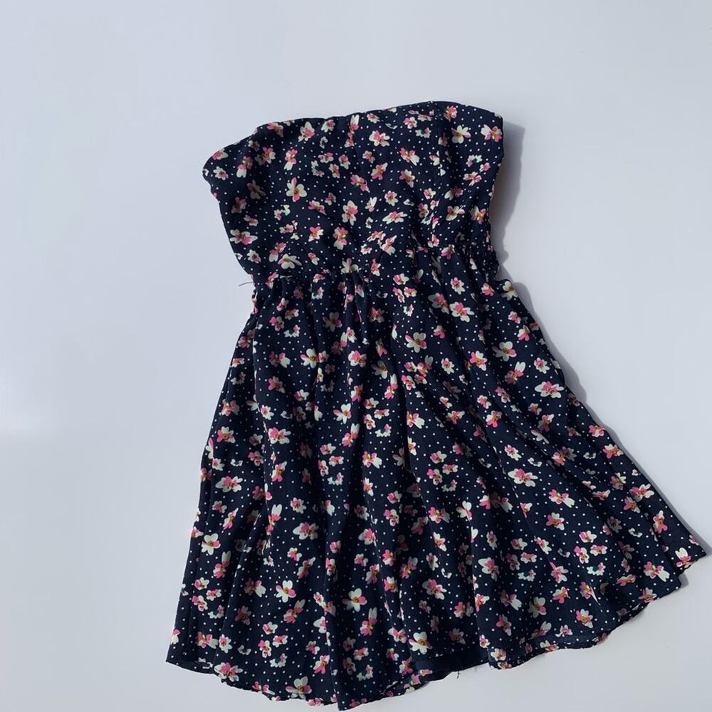 Lucca Couture Strapless Flowered Dress Navy Blue Size 4
